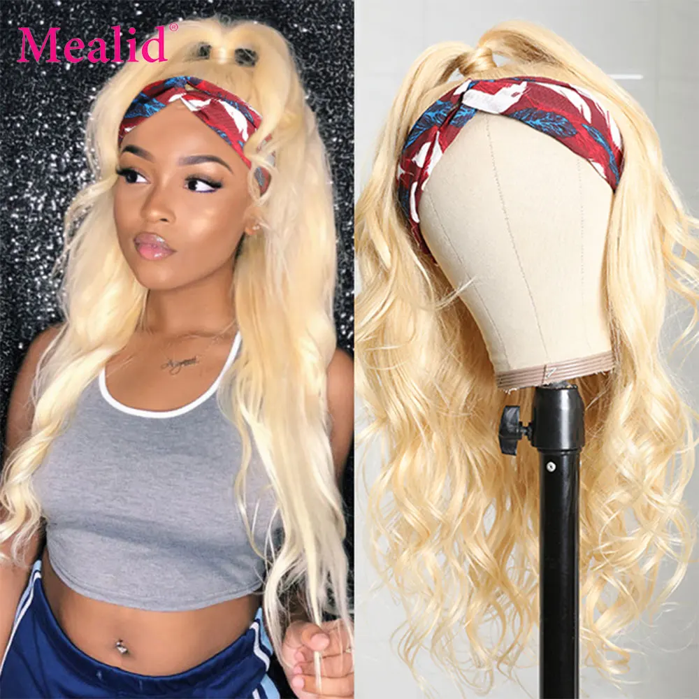 

Blonde Headband Wig Human Hair 613 Headband Body Wave Wig For Black Women Ombre Highlight Wig Human HairBrazilian Hair Scarf Wig