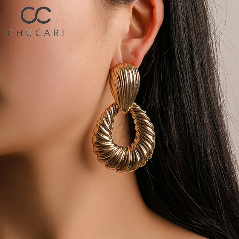CHUCARI новые модные женские серьги в богемном стиле золотые металлические раковины