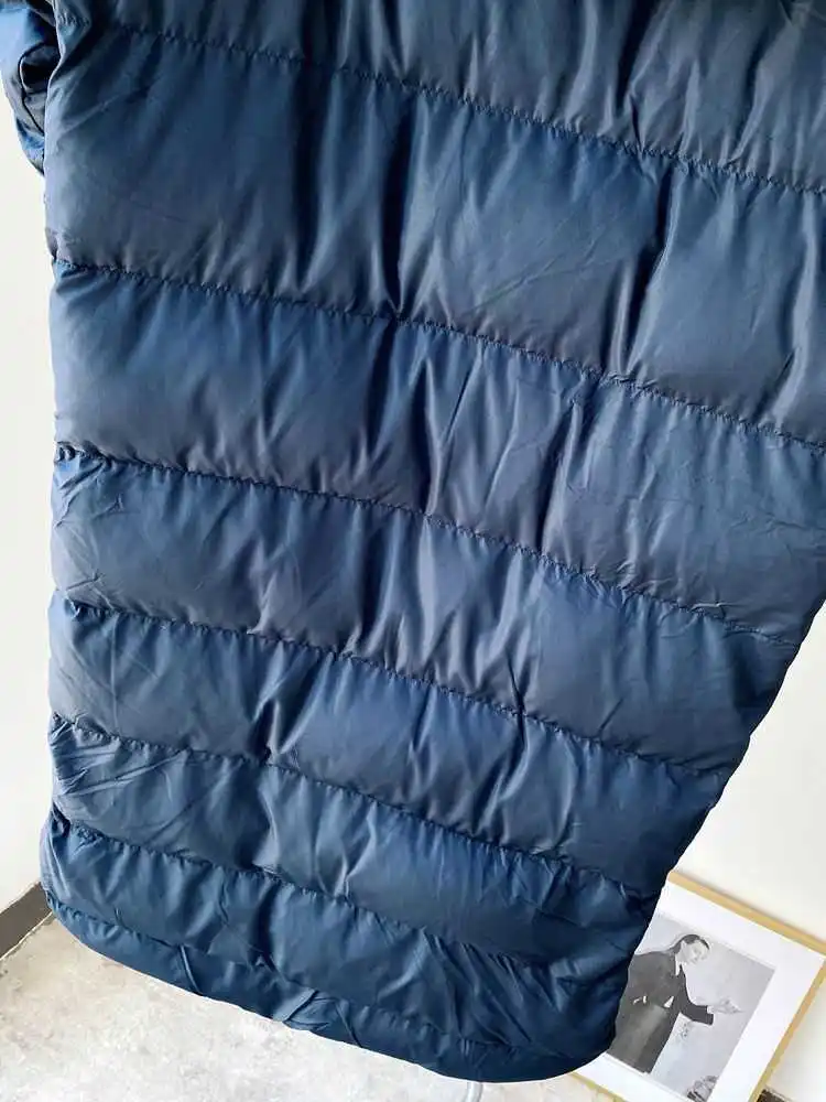 

Navy blue Woman Winter Padded Coat Hooded Parka Detachable Long Sleeves Fashion warm long Jackets