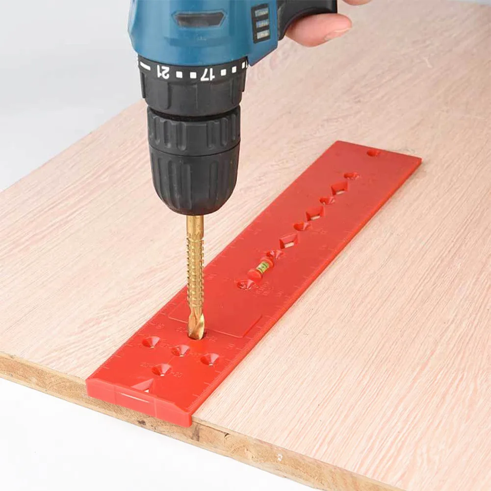 

Woodworking Drill Punch Locator Jig Drill Guide Plastic Bubble Level Ruler Locator Hole Punch Tool For Woodworking Fast Shipping