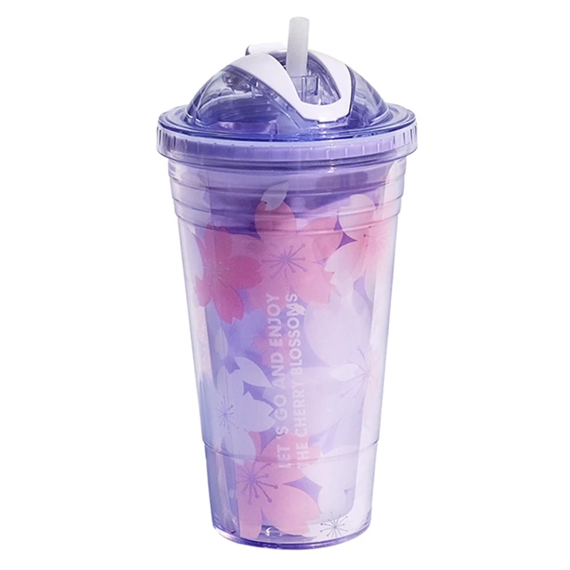 Creative Plastic Water Cup Tumbler With Lid And Straw Insulated Double Wall Reusable Leakproof Travel |