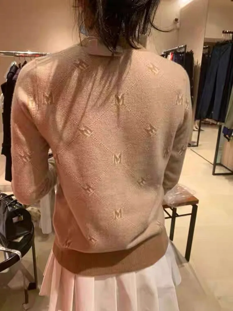 

New Women Autumn Luxury M Letter Female Embroidery High Quality Brand Sweaters Ladies Pattern Pullovers Fashion Casual Tops