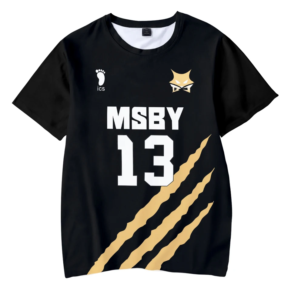

Haikyuu MSBY Black Jackal 3D Summer T-shirt Cartoon Tees O-neck Fashion Short Sleeve Piece Cartoon Casual Anime Women/men/kids