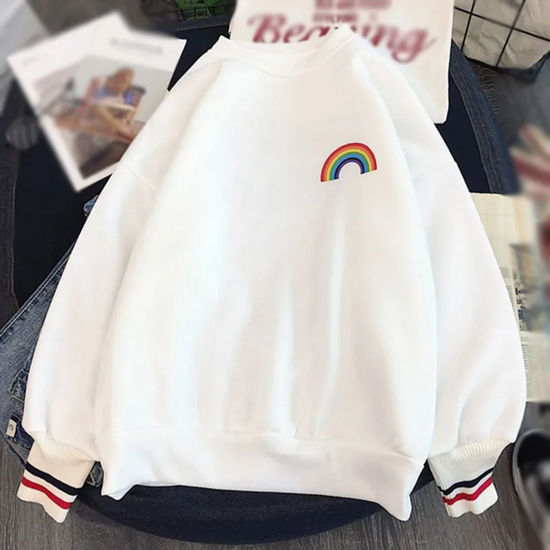 

Ladies Round Neck Plus Velvet Thick Hoodies New Fashion Women Autumn Winter Loose Casual Long Sleeve Tops