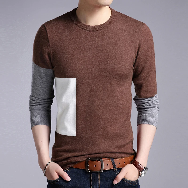 2019 Новый Модные свитеры Для мужчин s пуловеры с заплатками работа Slim Fit Джемперы