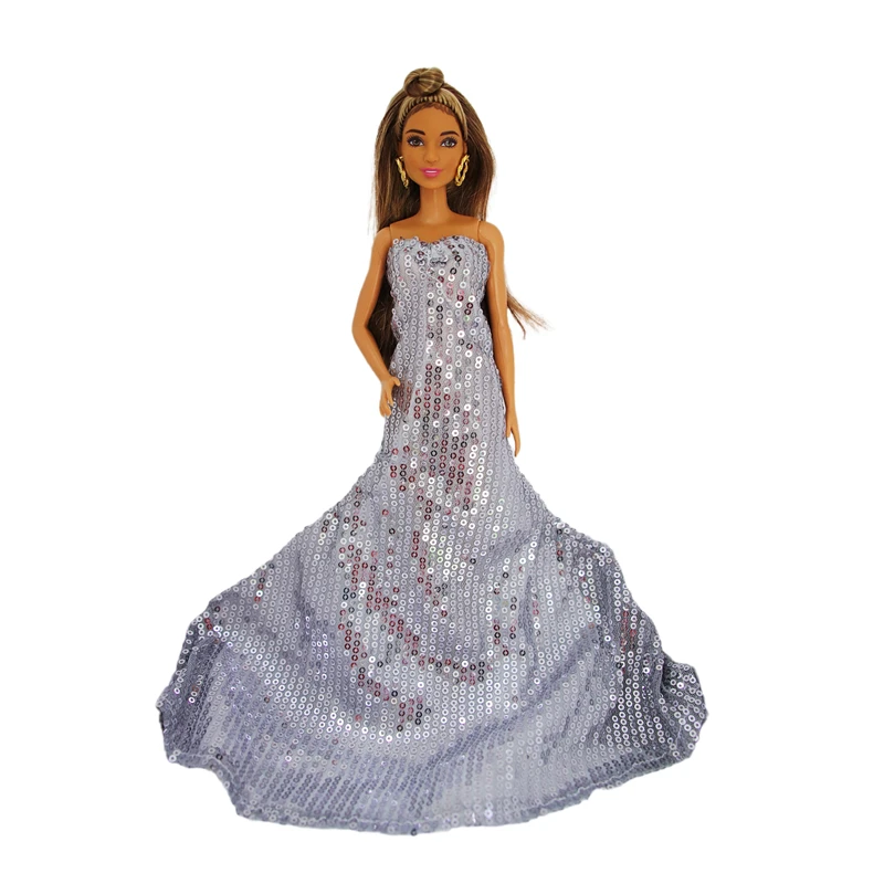 

Handmade Sequins Long Dress Outfit Set Clothes for Barbie FR Fashion Royalty BJD Doll Accessories Play House Girl Toys