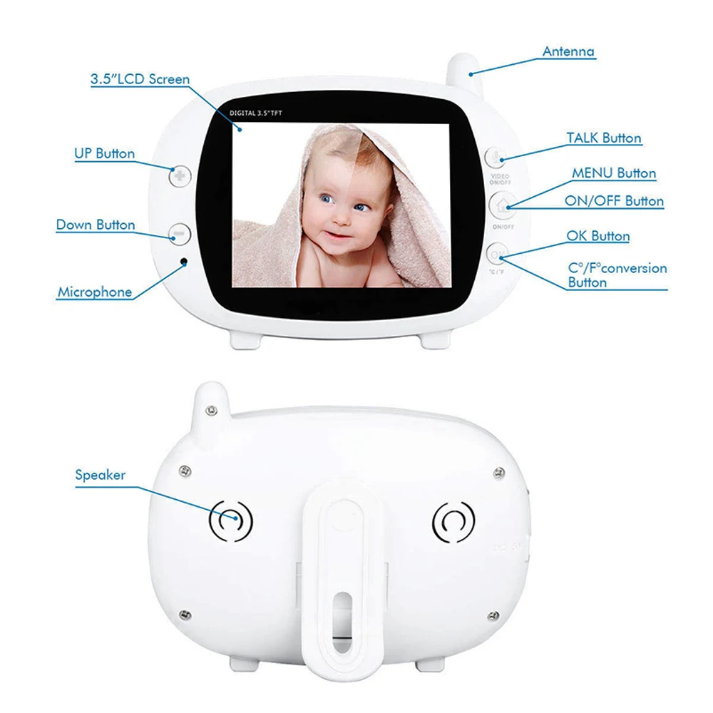 AUGIENB, 3,5 дюймов, Wi-Fi, беспроводной видеоняня, ЖК-монитор, няня, ip-камера безопасности, 300 м, ночное видение, 2 способа аудио разговора