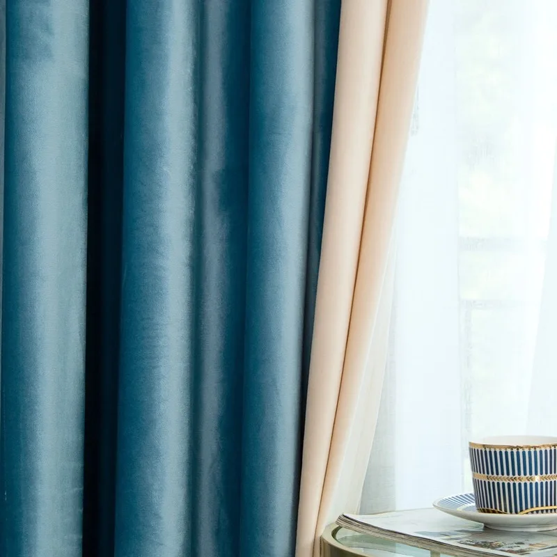 

Dutch Velvet Nordic Style Curtains for Bedroom Living Room Velvet Curtain Light Luxury Villa Splicing Curtains Valance Custom