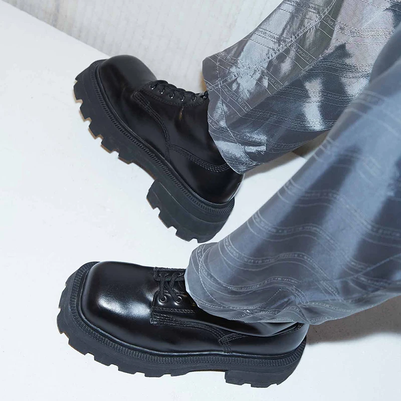 

Women Ankle Boots Suede Chunky Heels Platform Boots Square Toe Punk Shoes Motorcycle Boots Winter INS Hot Fashion Women Shoes