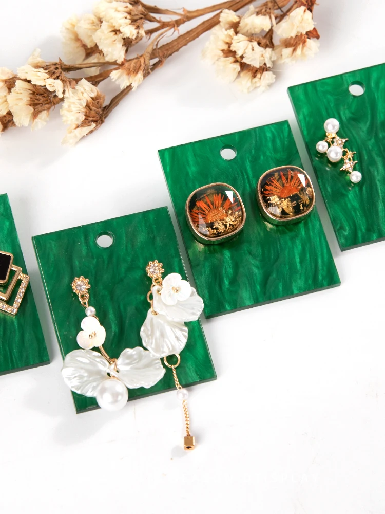 

5 pcs a lot Green Acrylic Colorful Earrings Display Holder Earrings Display Stand Blue and Green Earrings Display Card