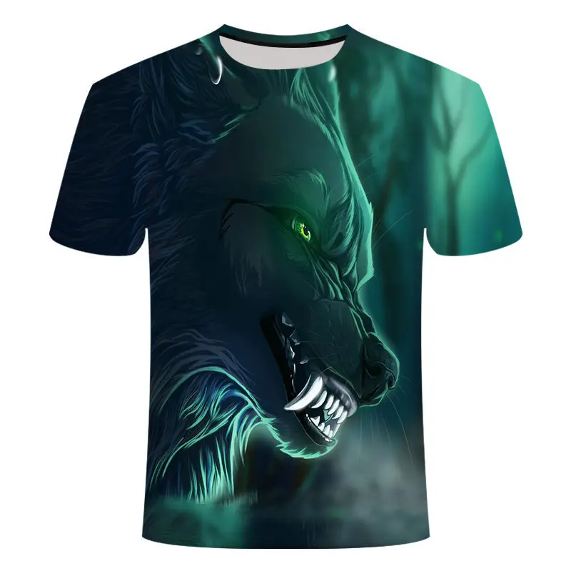 

Summer 3 d Printing Men Animals Wolf Fashion Leisure Man Cool Round Collar T-Shirt wWth short Sleeves