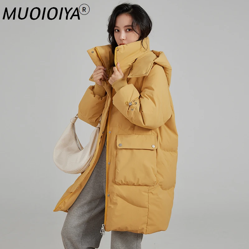 

Пуховик женский на белом утином пуху, с капюшоном, SQQ535