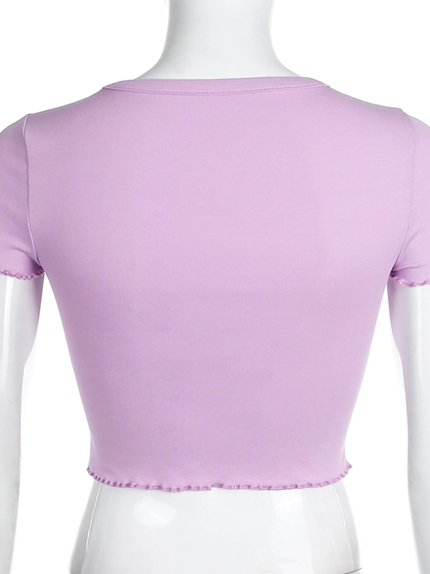 

Women Clothes Angel Print T-shirt Short Sleeve Round Neck Crimp Crop Top Summer Slim T-shirt Tops for Women