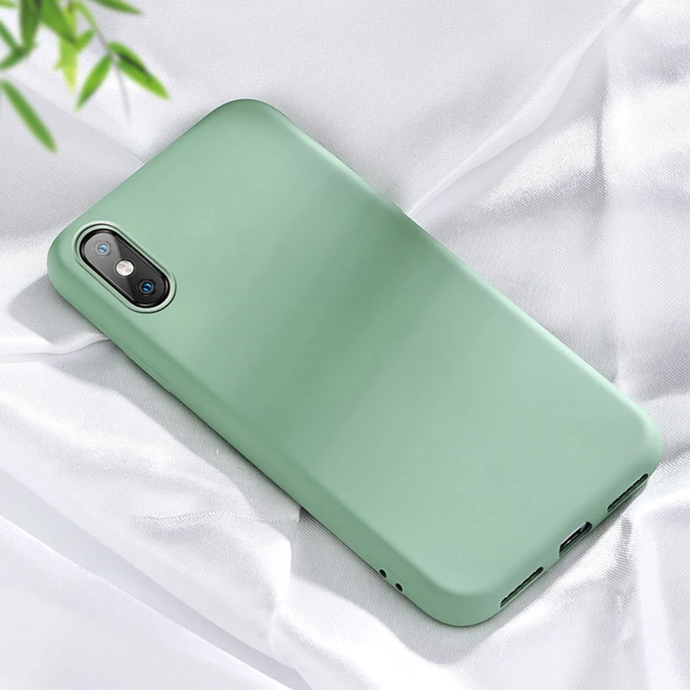 Жидкий однотонный чехол для телефона iPhone X XS Max XR 6 6s 7 8 Plus силиконовый ультратонкий