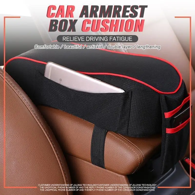 

Car Armrest Box cushion Leather Car Central Armrest Pad Black Auto Center Console Arm Rest Seat Box Mat Cushion Pillow Cover Veh