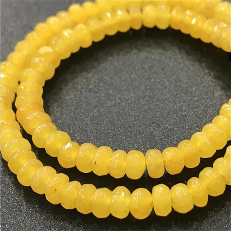 Колесо бусины желтый натуральные нефриты камень халцедон граненые бусинки rondelle
