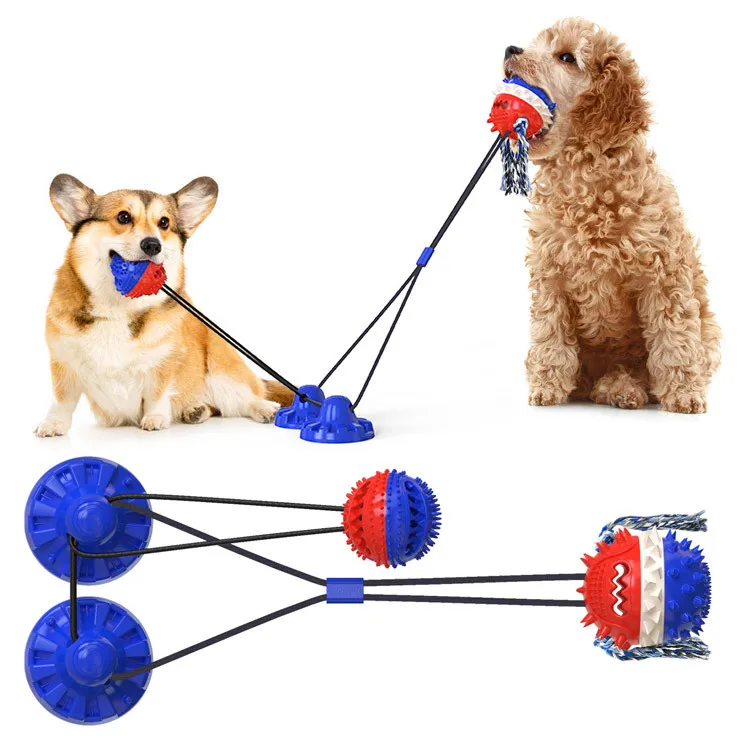 

Dog Chew Toys for Aggressive Chewers Training Interactive Treats Rope Toys for Dog Suction Cup Puzzle Toy Food Leaking Ball Toys