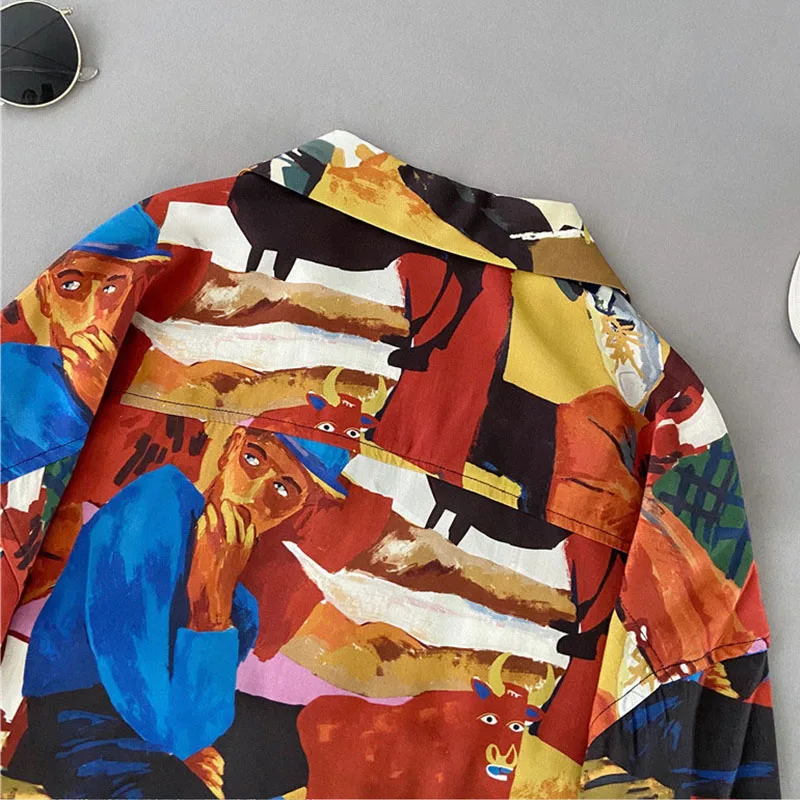 

EBAIHUI 2021 Summer New Women's Shirts Cute Character Print Harajuku European Style Blouse Short Sleeve Chiffon Top Female Blusa