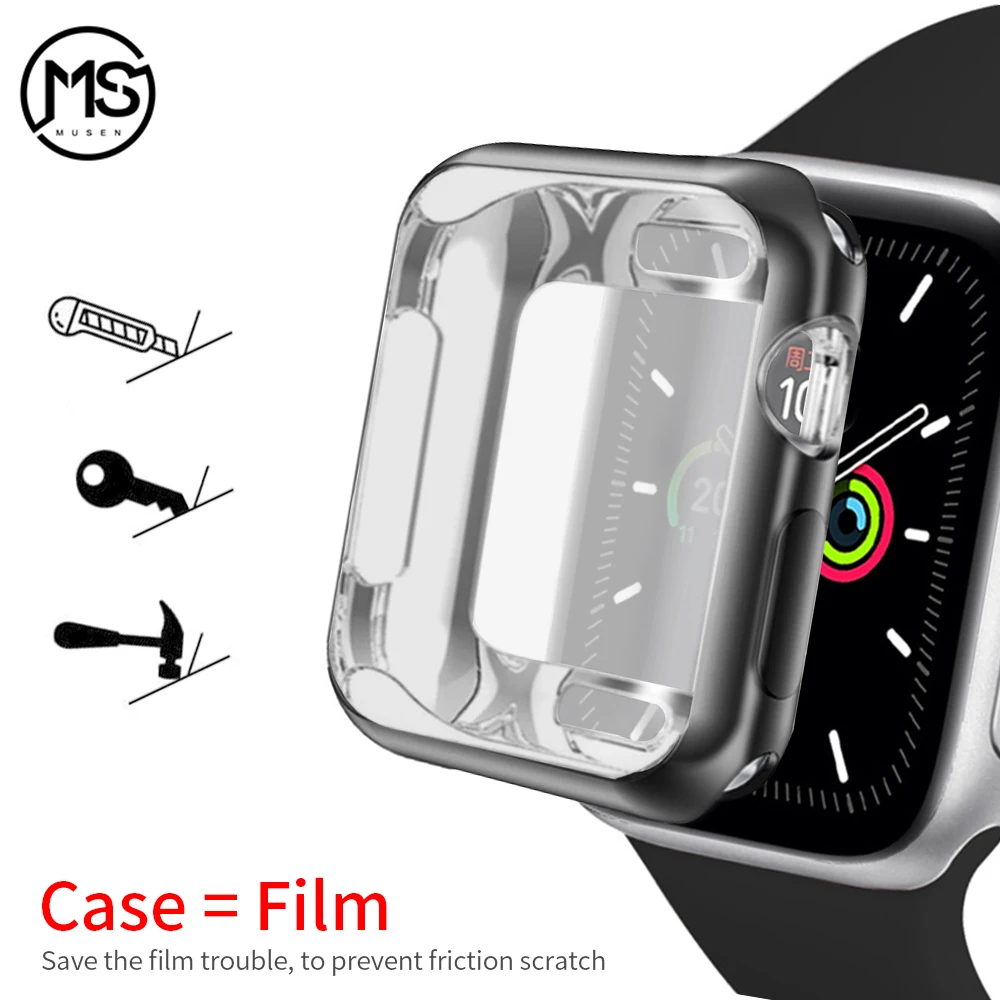 360 Тонкий чехол для часов Apple Watch 5 4 3 2 1 42 мм 38 мягкая прозрачная защитная пленка из