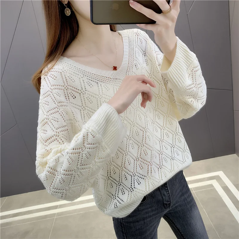 

Номер 192586, 6 рядов 2 】 весенняя одежда make V получена под пуловеры pure color hollow out [1101] 37