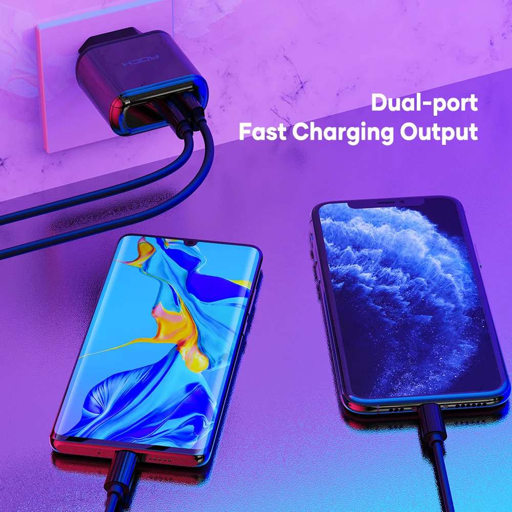 

ROCKSPACE 18W PD QC3.0 Charger USB Type C Digital Display Fast Charger For iPhone 12 Samsung Portable Mobile Phone Accessories