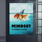Мотивационные картины на холсте в скандинавском стиле, постеры и принты с изображением рыб Акулы Mindset Is all, настенные картины, украшение для дома