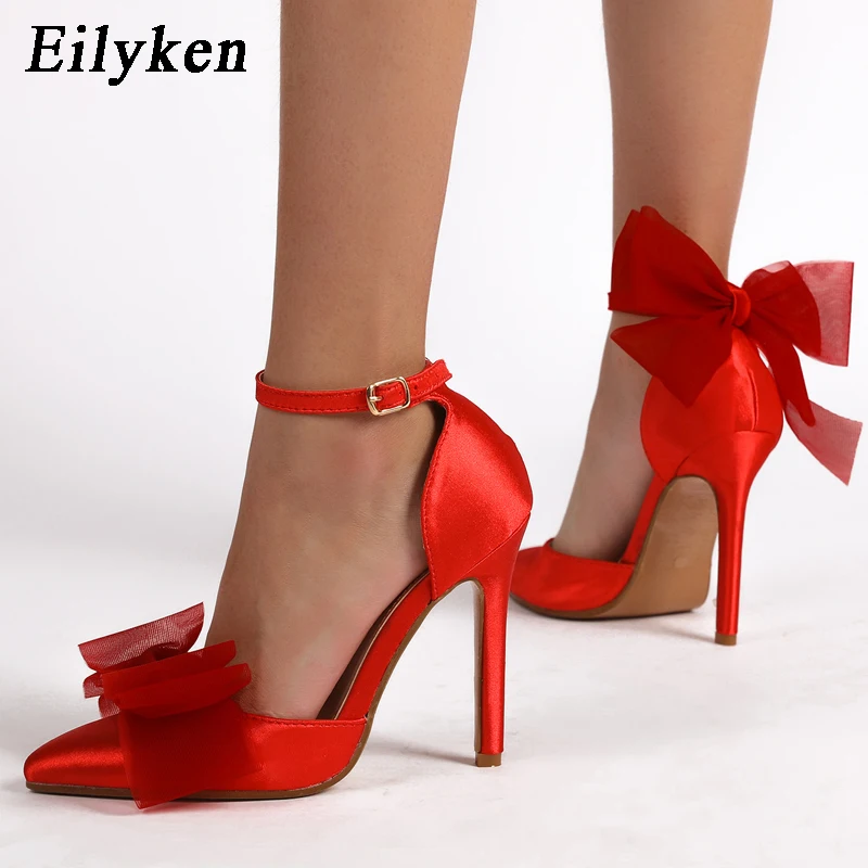 

Eilyken Spring Autumn Sexy Pointed Toe Butterfly-knot Pump Shoes Design Buckle Strap Ladies Wedding Dress Footwear