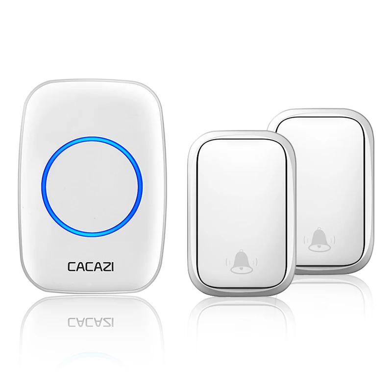 2 button 1 receiver CACAZI беспроводной без батареи требуется датчик дверного звонка умный дом автономный звонок кольцо колокольчик США ЕС Великобритания AU Plug приемник - Цвет: 2 button 1 receiver