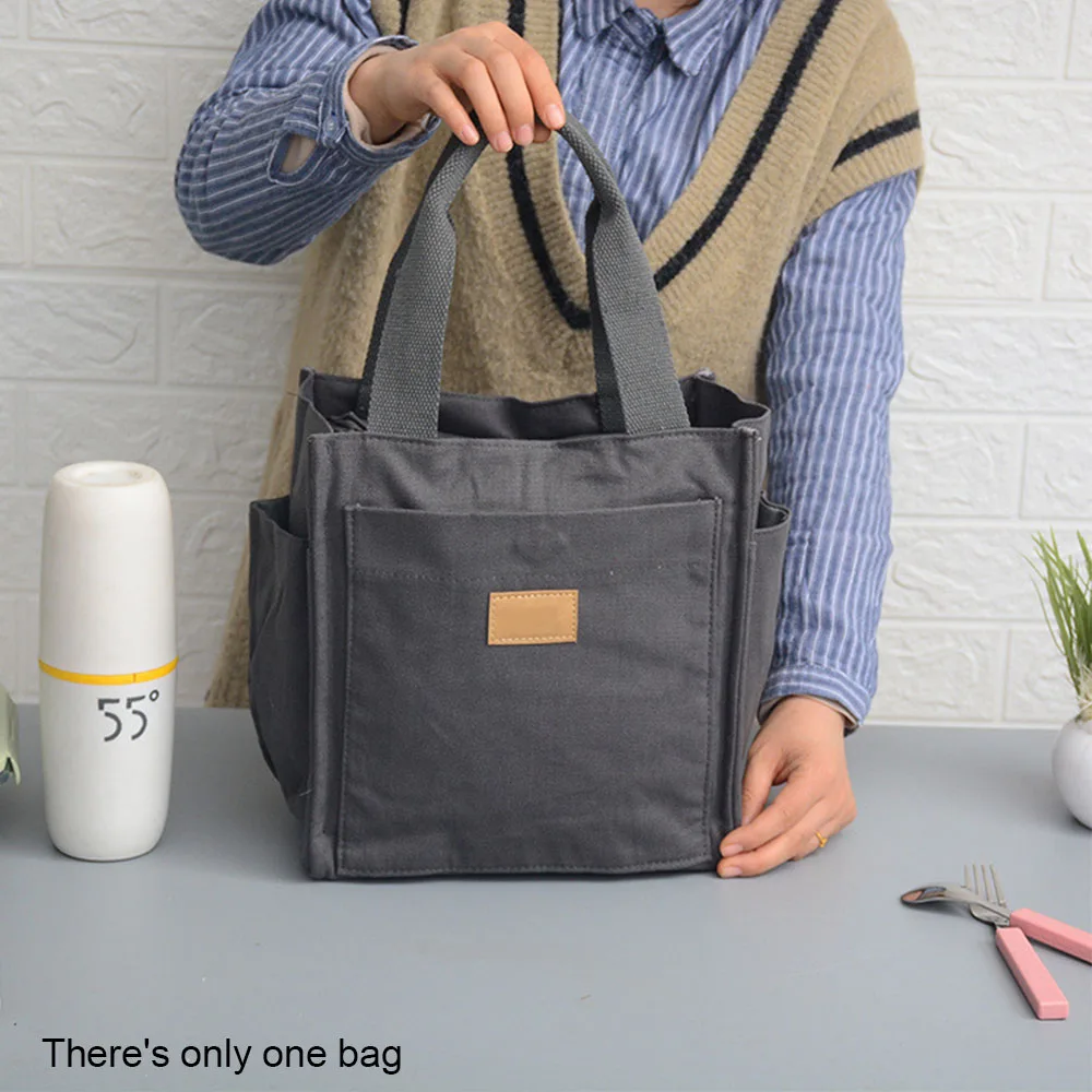 

Men Women Wide Opening Portable Office Worker Lunch Bag Thermal Insulation Picnic Travel Multi Pocket Zipper Large Capacity Tote