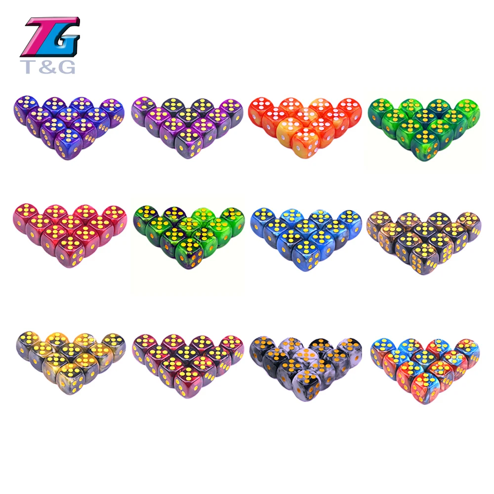 12 мм D6 игральные кости 10 шт с золотым стандартным точечным аксессуаром для