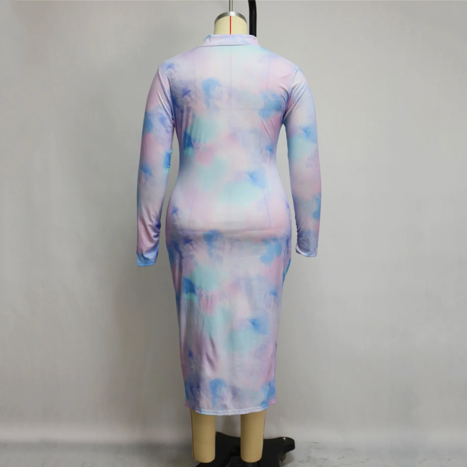 

African Women Big Size Dress 4xl Long Sleeve Pleated High Waist Bodycon Zipper Mid Calf Elegant Evening Night Dinner Vestidos