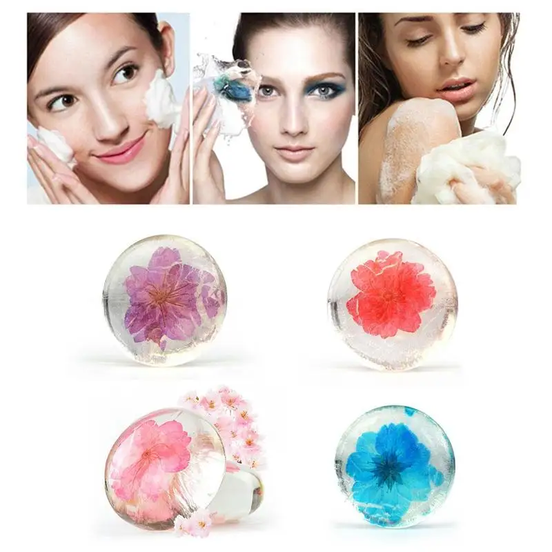 

80g Amino Acid Transparent Flower Soap Face Whitening Moistening Remove Acne Cleansing Soap Handmade Bath Soap for Women