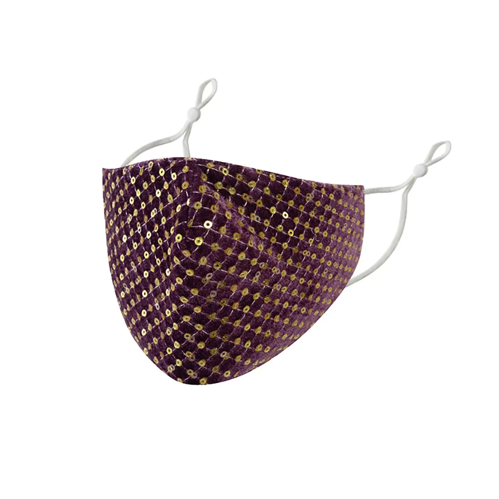 

Fashion Sequin Party Masks Reusable Adult Washable Adjustable Cotton Breathable PM2.5 Sequins Protector Face Mask mondkapjes
