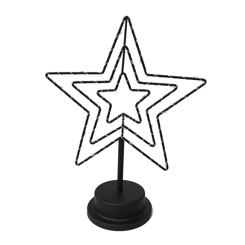 

T3EC LED Wrought Iron Table Lamp Star Lights Bedroom Party Decor