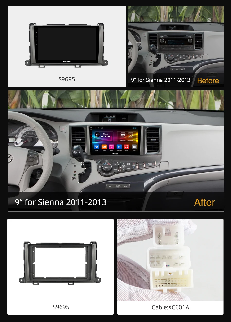 Головное устройство Ownice для автомобиля 9 дюймов Восьмиядерный Android 0 DVD GPS