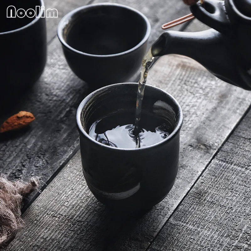 Черная чайная чашка в японском стиле керамическая кунг-фу с ручной росписью