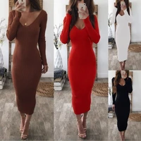 2021 european and american hot style hot sale dress sexy round neck long sleeve comfortable striped cloth dress women