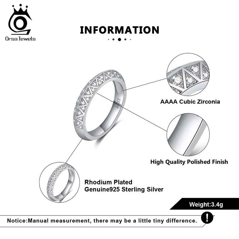 ORSA JEWELS натуральная 925 пробы серебряные кольца для женщин покрыто платиной Вечные