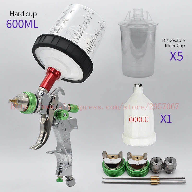 

Air spray gun airbrush HVLP manual spray gun 1.4mm 1.7mm 2.0mm 600CC no-clean cup paint mixing cup gravity spray gun