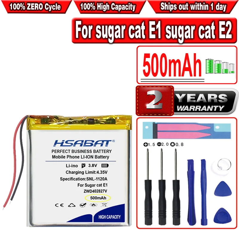 

HSABAT 500mAh ZWD402827V Battery for sugar cat E1 for sugar cat E2 Qing Ying version child positioning telephone watch