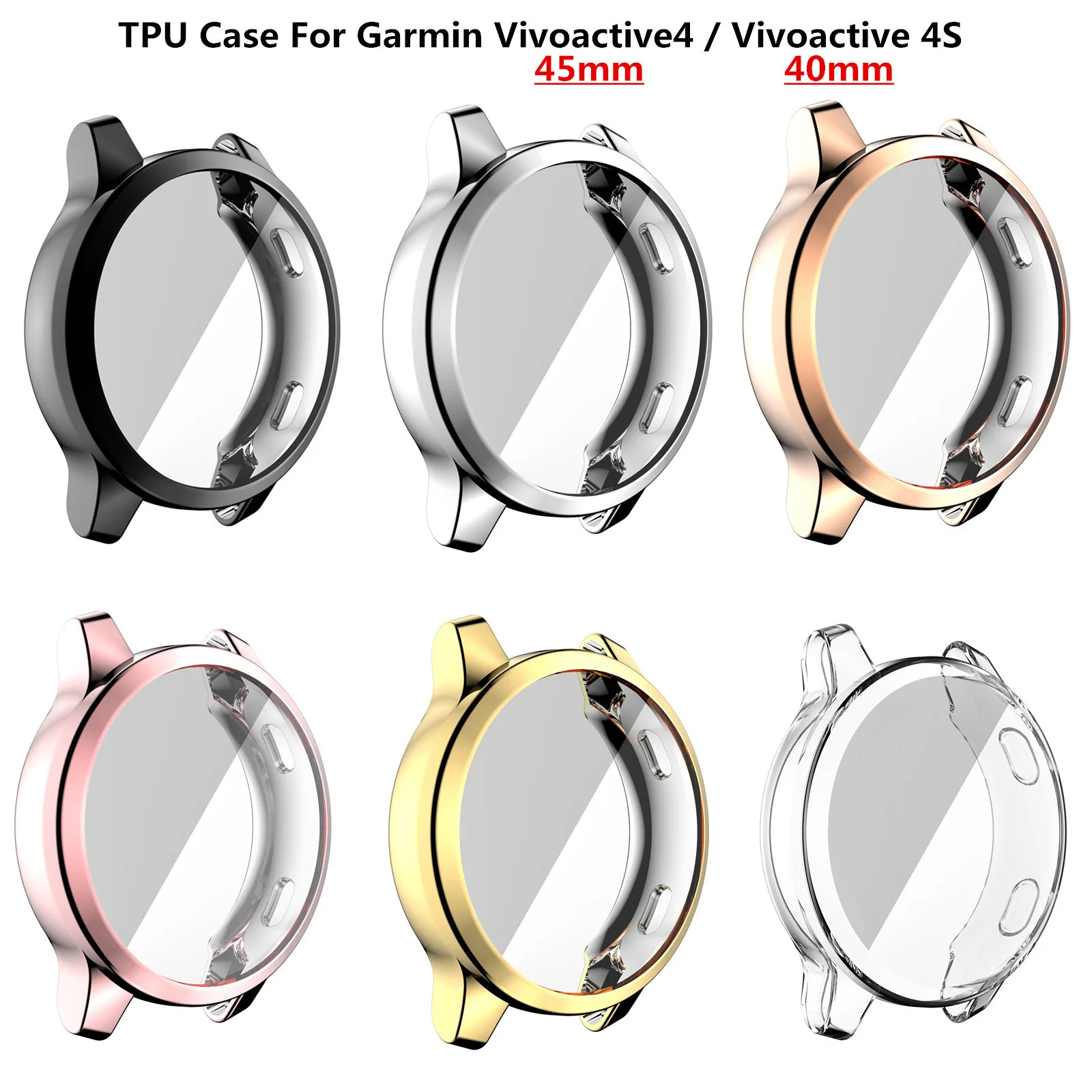 

Plating Silicone Case For Garmin Vivoactive 4 4S Vivoactive4/4S Venus 2 2S Venus2/2S Fashion Anti-scratch Shockproof Case Cover