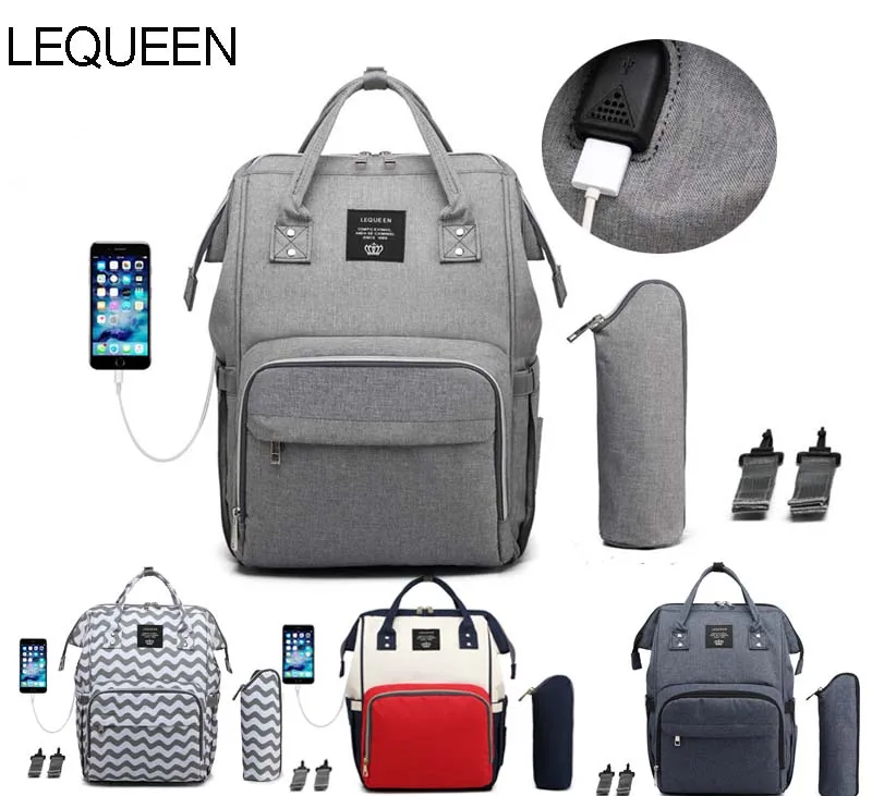 USB сумка для мам Большая вместительная детских подгузников дорожный