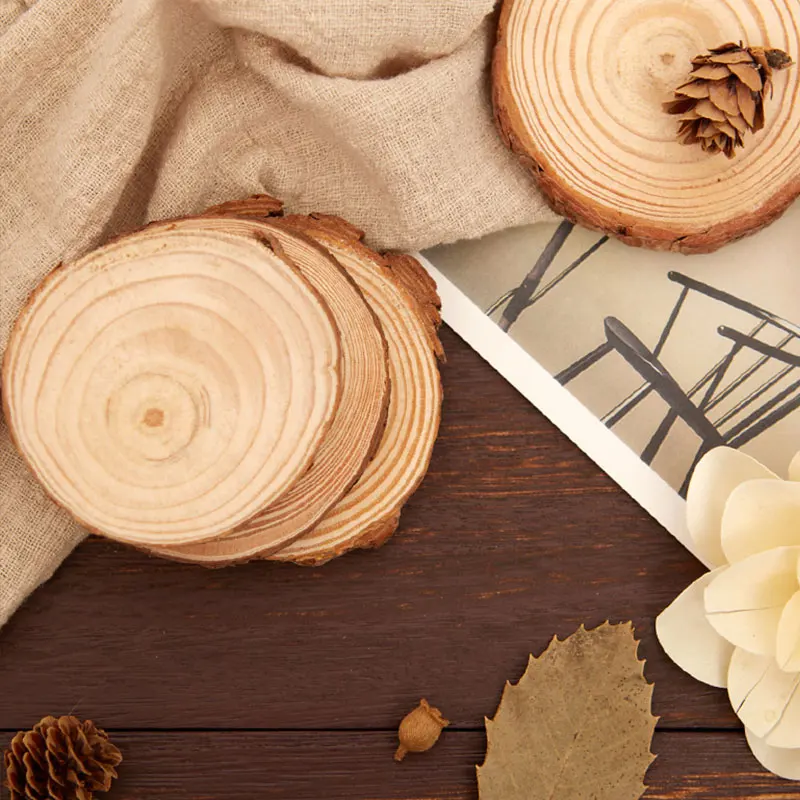 

3-12cm Thick Round Unfinished Wood Slices Wooden Circles Pine Tree Bark Log Discs DIY Wedding Party Painting Decor craft wood