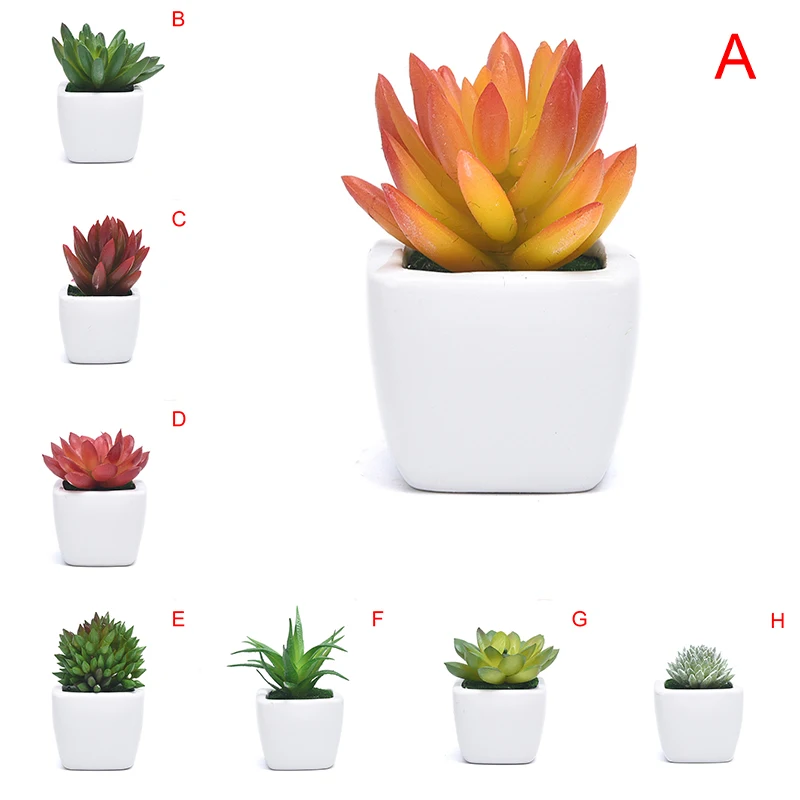 Мини кактус бонсай суккулент поддельные в горшке для декора стола растения