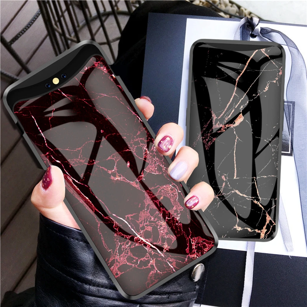 Для OPPO Find X Realme 5 Pro 1 2 XT чехол K3 Reno Чехол из мраморного стекла для A9 2020 R17 R9 R11 Plus A83