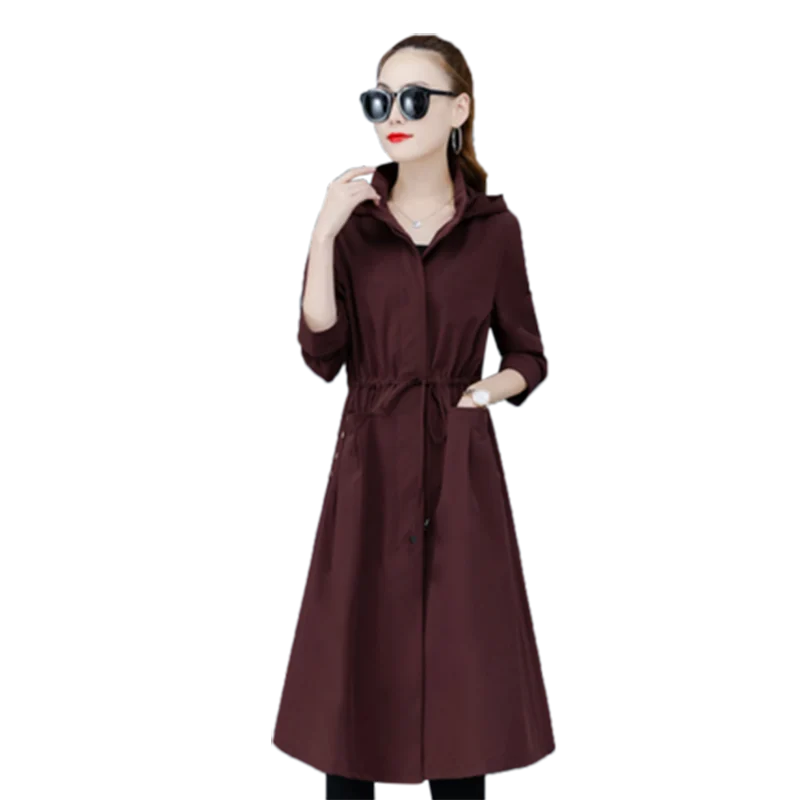 

Пальто женское демисезонное тонкое, длинное, с капюшоном, 2020, 4XL L20