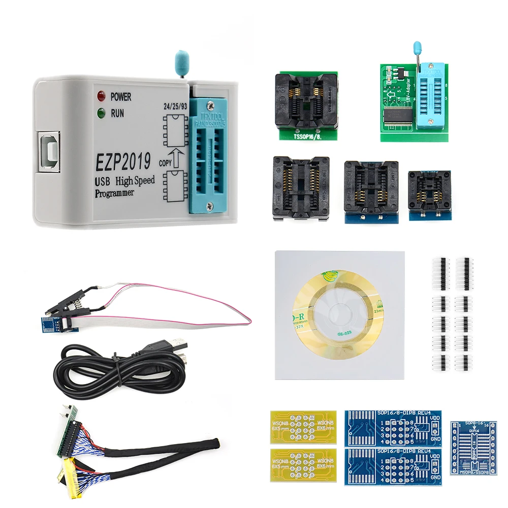 EZP высокоскоростной USB программатор EZP2019 с 12 разъемами Поддержка 24 25 26 93 EEPROM 25 флэш-чип биос поддержка WIN7 и WIN8