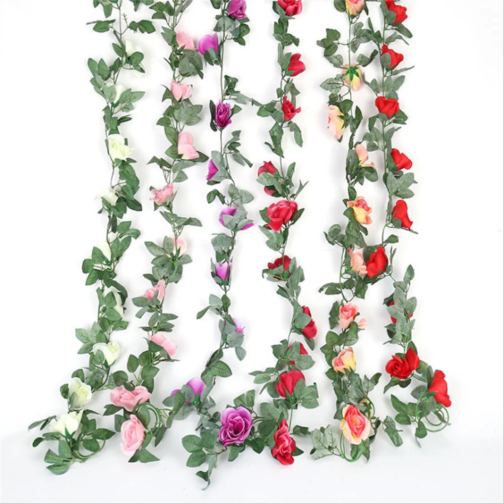 

220cm16 Artificial Rose Vine Wedding Room Restaurant Ceiling Flower Wall Garden Valentine's Day Decoration Wedding Decoration