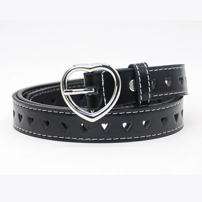 

Women Belt Fashion Waist Belt PU Leather Metal Buckle Heart Pin Belts For Ladies Leisure
