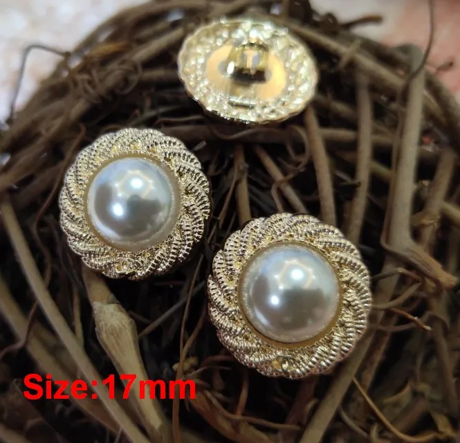 NO1 Size 17mm Новинка, 10 шт., Высококачественная модная куртка с золотыми металлическими жемчужинами, пальто на пуговицах, рубашка на пуговицах, Размер 17 мм, 22 мм, по всему миру - Цвет: NO1 Size 17mm